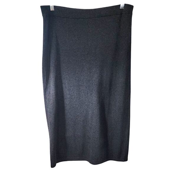 J.Jill Pull On Stretch Gray Knit Midi Sweater Skirt Silk Blend Size M - Picture 1 of 5